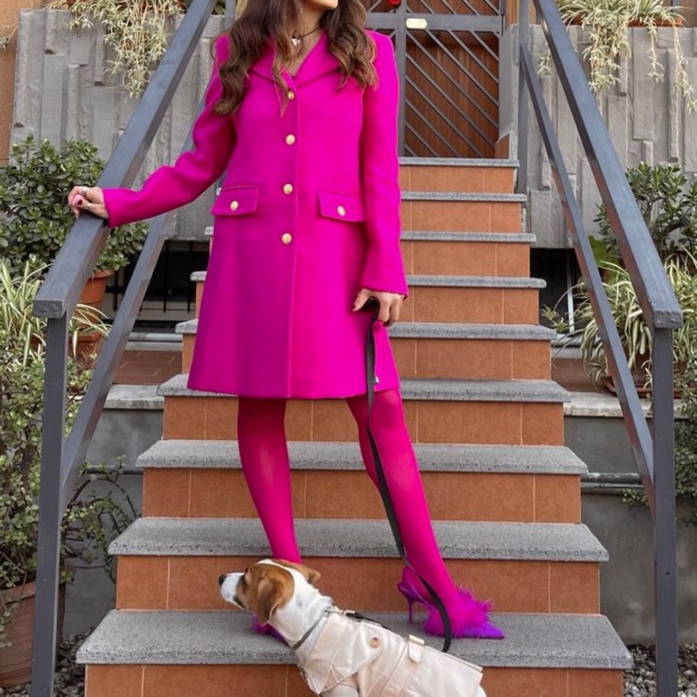 Zara tailored wool coat limited edition fuchsia pink
